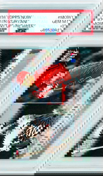 2018 Topps Now #MOW1 B. Ruth/S. Ohtani Moment of the Week PSA 10 GEM MINT!