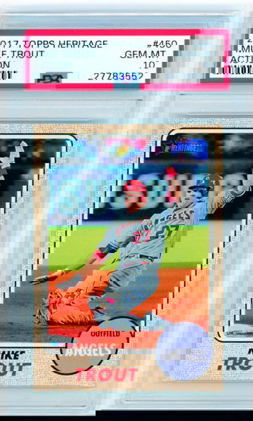 2017 Topps Heritage #450 Mike Trout Action PSA 10 GEM MINT!