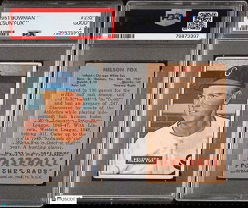 1951 Bowman Nelson "Nellie" Fox Rookie RC #232 White Sox HOF ROOKIE CARD PSA 2