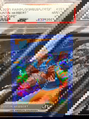 2020 Panini Optic Justin Herbert Rookie Blue Scope Rated Rookie PSA 9