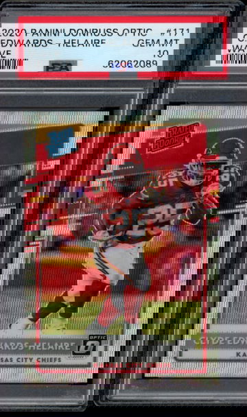 2020 Panini Optic Clyde Edwards Helaire #171 RC SILVER WAVE /199 PSA 10 GEM MINT POP 1