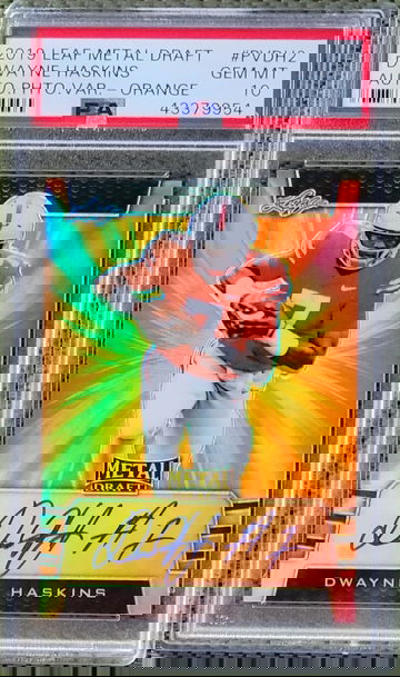 2019 Leaf Metal Draft Dwayne Haskins Auto Variant Orange 6/7 Gem MT 10