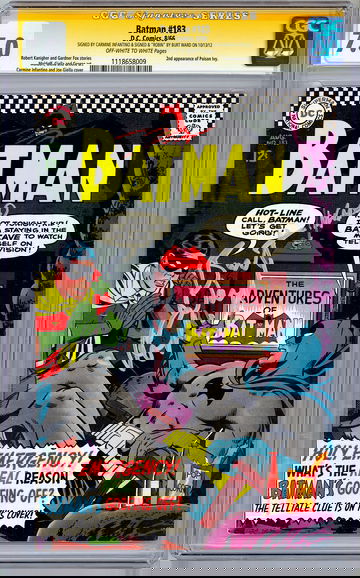 BATMAN #183 CGC-SS 7.0 SIG BURT WARD & CARMINE INFANTINO 2ND POISON IVY APP 1966