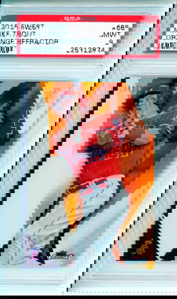 2015 Finest #68 Mike Trout Orange Refractor PSA 9 Mint