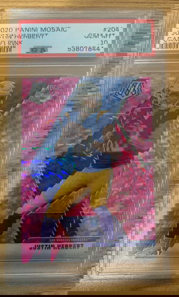 2020 Mosaic Justin Herbert Pink Camo PSA 10