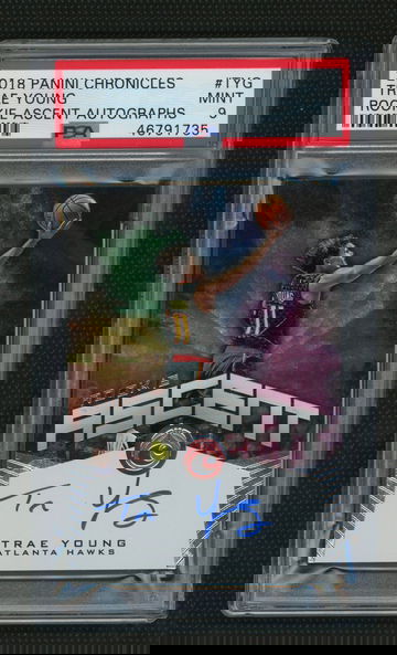 Trae Young 2018 Panini Chronicles Rookie Ascent Auto PSA 9