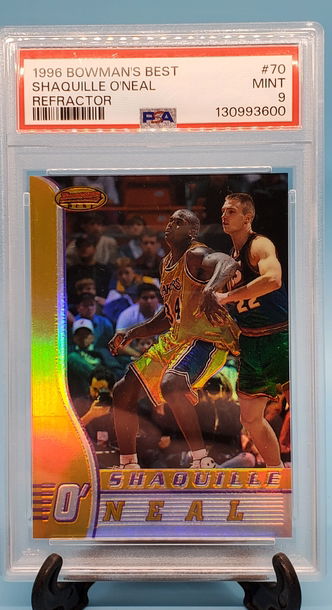 1996 bowmans best shaquille o'neal refractor PSA 9