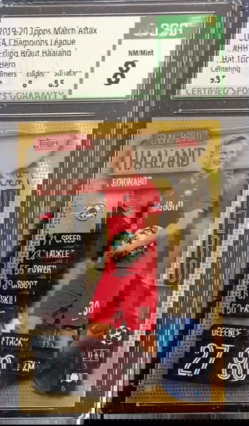 Erling Haaland 2019-20 Topps Topps Match Attax Hat Trick Hero Rookie #HH1 CSG 8