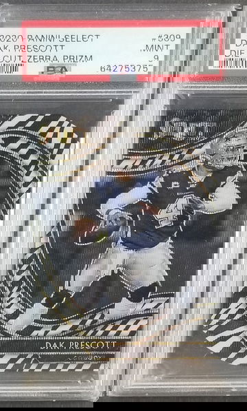 2020 Panini Select Dak Prescott Die-Cut Zebra Prizm Field Level PSA 9 MINT