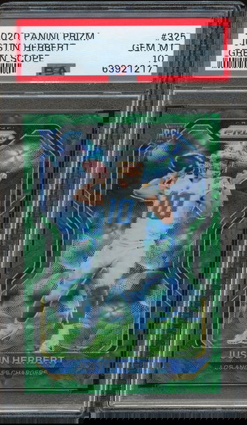 Justin Herbert 2020 GREEN SCOPE Panini Prizm RC #/75