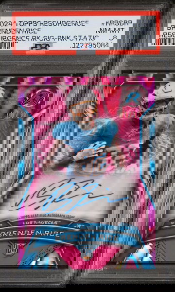 2024 Topps Resurgence Pink Static Brenden Rice #RRSBR RC Auto 01/10 PSA 8
