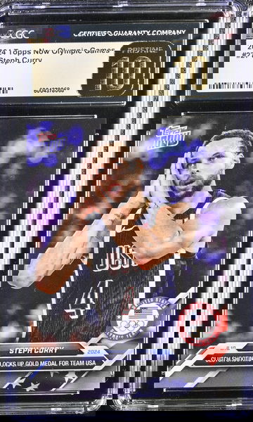 2024 TOPPS NOW OLYMPIC GAMES STEPH CURRY #27 rare Gold Label Pristine CGC 10