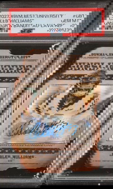 Caleb Williams 2022 Bowman's Best Gunslingers Die Cut RC Autograph /50 PSA 10 Gem Mint