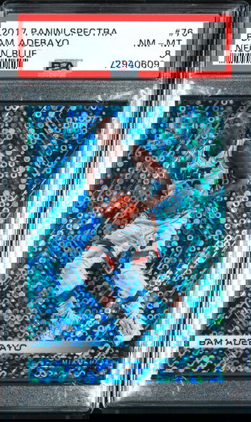 BAM ADEBAYO 2017-18 PANINI SPECTRA NEON BLUE RC ROOKIE HEAT /99 SP PSA 9 MINT