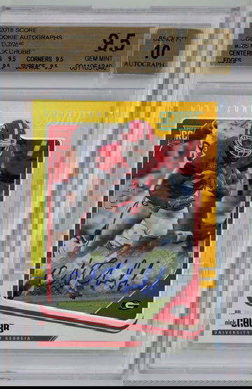 2018 Score Rookie Autographs Gold Zone /50 Nick Chubb BGS 9.5 w 10 Auto Pop 2!!!