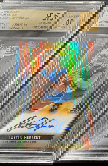 Justin Herbert 2019 Panini Select XRC Tie Dye Autograph Rookie 08/25 #325 BGS 9.5 Gem Mint 10 Auto