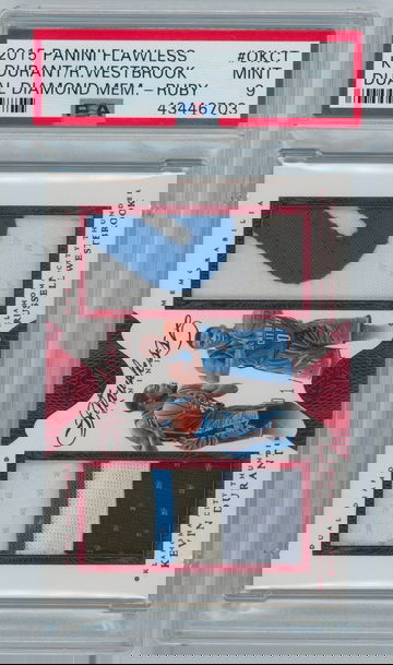 Kevin Durant Russell Westbrook 2015 Panini Flawless #DDOKC Dual Diamond Memorabilia Ruby #/15 PSA 9 