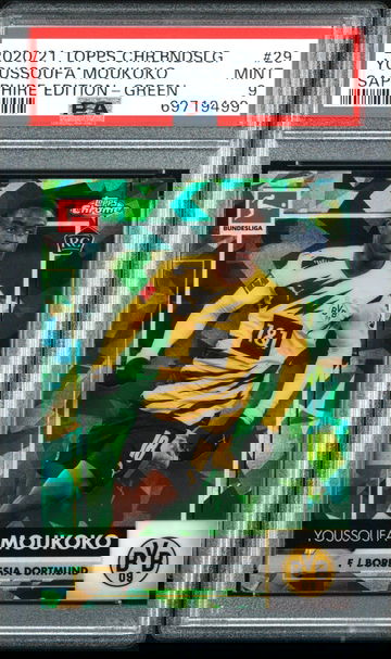 2020 TOPPS BUNDESLIGA SAPPHIRE YOUSSOUFA MOUKOKO #29 GREEN /75 PSA 9