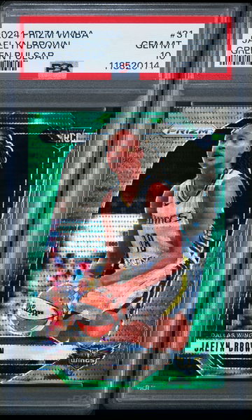 2024 PANINI PRIZM WNBA JAELYN BROWN #/25 GREEN PULSAR #31 RC ROOKIE PSA 10