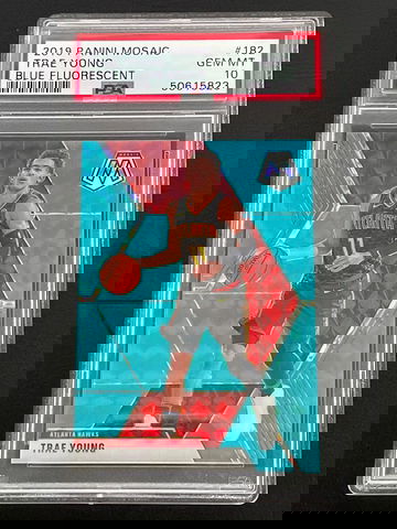 Trae Young 2019 Mosaic Blue Fluorescent Prizm #/15 PSA 10 - Pop 2