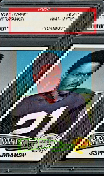 1975 Topps #524  Cliff Branch  RC   PSA 8   Raiders   HOF Finalist