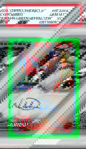 2024 TOPPS CHROME LOGOFRACTOR AUTO WILYER ABREU #RCAWA GREEN 33 OF 99 RC PSA 10