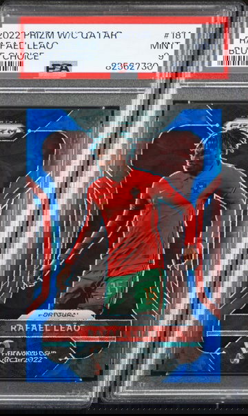 2022 PANINI RAFAEL LEAO PRIZM WORLD CUP QATAR BLUE CHOICE #181 PSA 9