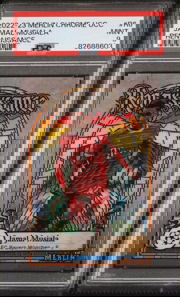 2022-23 Topps Merlin Chrome Jamal Musiala Renaissance RC FC Bayern Munchen PSA 9