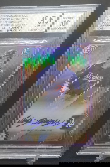 Cody Bellinger 2015 Bowman Chrome Purple Refractor Auto BGS 9.5