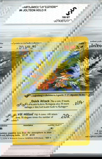 1999 POKEMON JUNGLE 1ST EDITION JOLTEON HOLO R #4 BGS 8