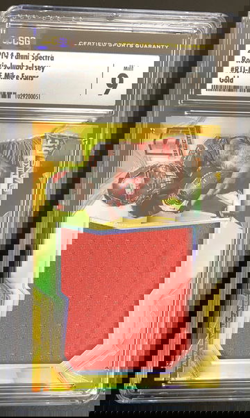 2014 Panini Spectra Rookie Jumbo Jersey Mike Evans Gold /25 Graded CSG Mint 9