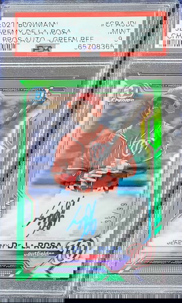 Jeremy De La Rosa 2021 Bowman 1st Green Refractor. PSA 9