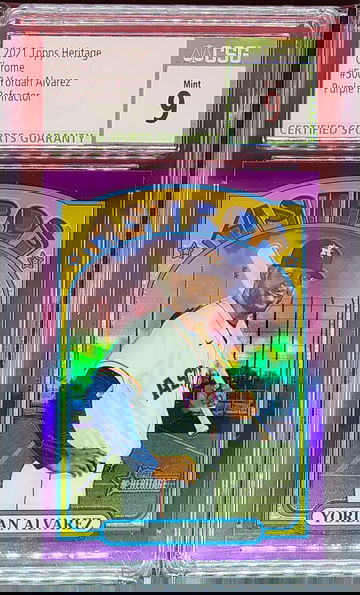 2021 Topps Heritage Chrome #500 Yordan Alvarez Purple Refractor CSG Mint 9