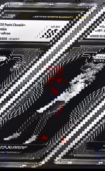 2020 Panini Prizm Black Joe Burrow Rookie CSG 10