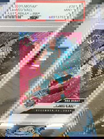 2020-21 Panini Mosaic LaMelo Ball Fast Break PINK DISCO 15/20 RC PSA 9 MINT POP5