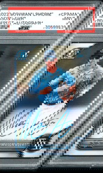 PSA 9 2020 Bowman Chrome Autographs Mason Auer