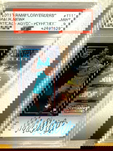 2017 Panini Contenders Autograph Playoff Ticket #111 Malik Monk PSA 9