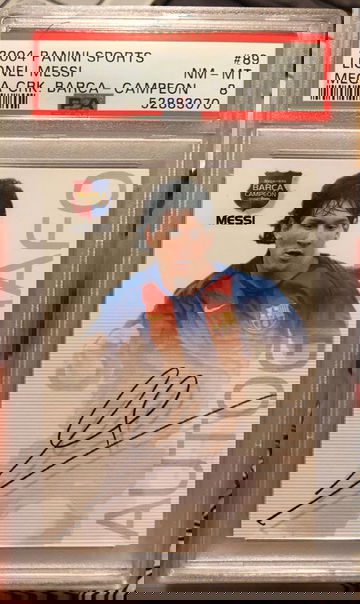 2004 Panini Sports Lionel Messi Mega Cracks Barca - Campeon #89 PSA 8