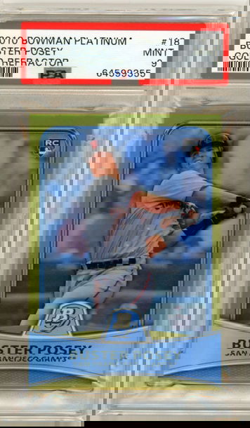 2010 Bowman Platinum #18 Buster Posey Gold Refractor PSA 9 MINT!