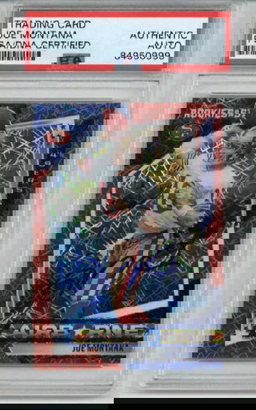 JOE MONTANA SIGNED AUTO 2021 PANINI ROOKIES STARS AIRBORNE #AB-25 49ERS PSA/DNA