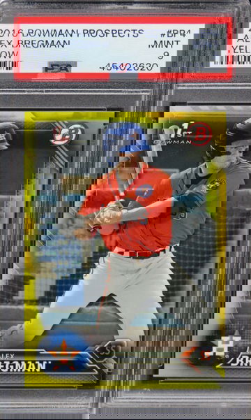 2016 Bowman Prospects Alex Bregman YELLOW ROOKIE RC #BP4 PSA 9 MINT
