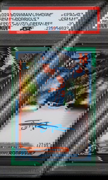 2024 Bowman Chrome Prospect Autographs Prospect Auto-Green Ref Jermy Rodriguez #CPAJRZ /99 PSA 10