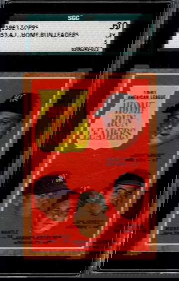 1962 Topps #53 AL Home Run Leaders - SGC 5 EX