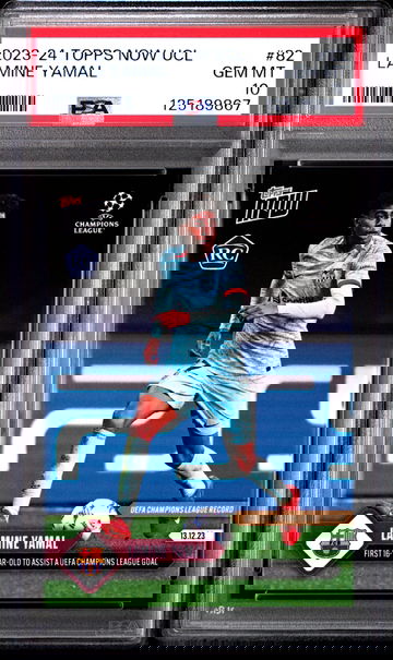 2023 TOPPS NOW UEFA CHAMPIONS LEAGUE LAMINE YAMAL #82 RC ROOKIE PSA 10