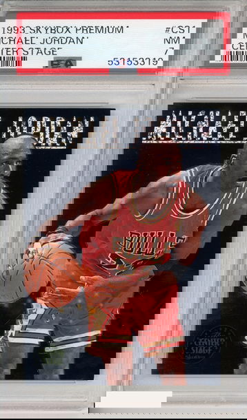 1993 SKYBOX PREMIUM MICHAEL JORDAN #CS1 CENTER STAGE HOF BULLS PSA 7 NM