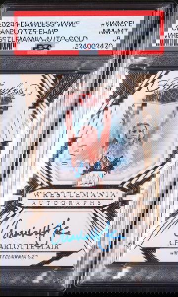 2024 Panini Flawless WWE Wrestlemania Autographs Gold Charlotte Flair #WMCFL /10 PSA 8