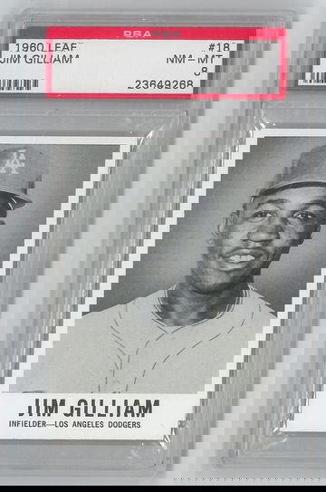 1960 LEAF #18 JIM GILLIAM PSA 8 NM - MINT