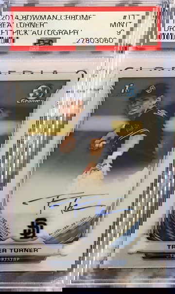 2014 Bowman Chrome Draft Auto Trea Turner #TT PSA 9