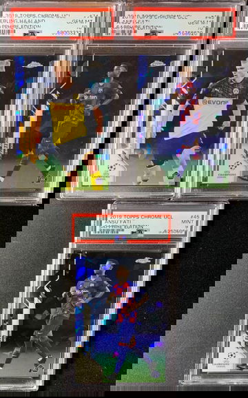 2019 UCL Sapphire 3 card lot (Haaland PSA 10, Fati PSA 10, Fati PSA 9)