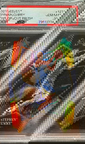 2021 Select Stephen Curry Tie-Dye Die-Cut Prizm PSA 10